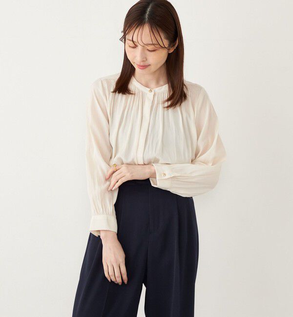 SHIPS Colors 「SHIPS Colors:〈洗濯機可能〉サテン ギャザー シャツ◇」|シャツ・ブラウス|