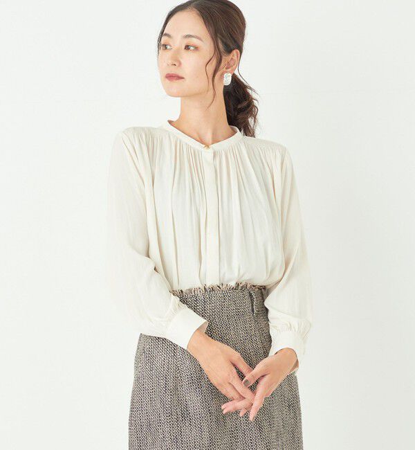 SHIPS Colors 「SHIPS Colors:〈洗濯機可能〉サテン ギャザー シャツ◇」|シャツ・ブラウス|