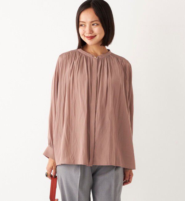 SHIPS Colors 「SHIPS Colors:〈洗濯機可能〉サテン ギャザー シャツ◇」|シャツ・ブラウス|