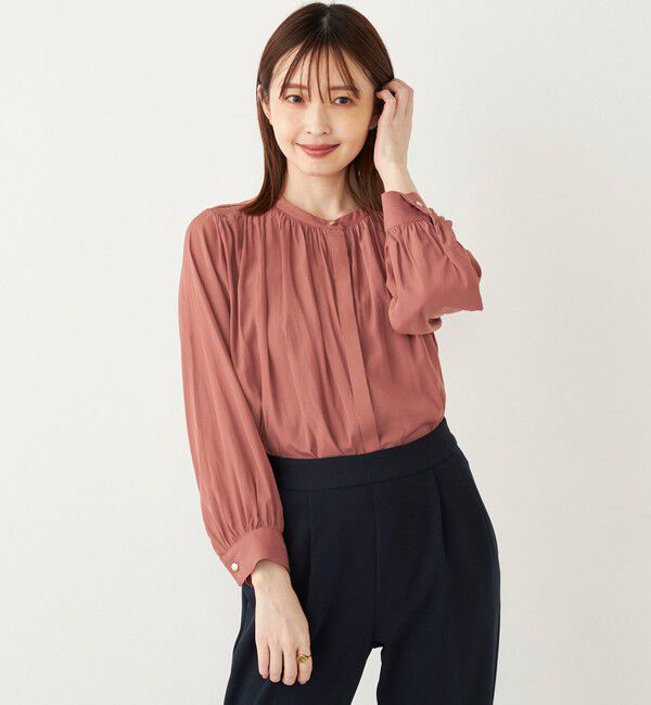 SHIPS Colors 「SHIPS Colors:〈洗濯機可能〉サテン ギャザー シャツ◇」|シャツ・ブラウス|ピンク系