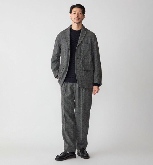 SHIPS「SHIPS: 〈セットアップ対応〉 ライトツイード ワンタック イージー パンツ」|チノ|