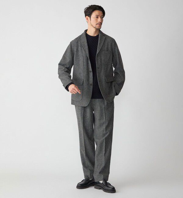 SHIPS「SHIPS: 〈セットアップ対応〉 ライトツイード ワンタック イージー パンツ」|チノ|