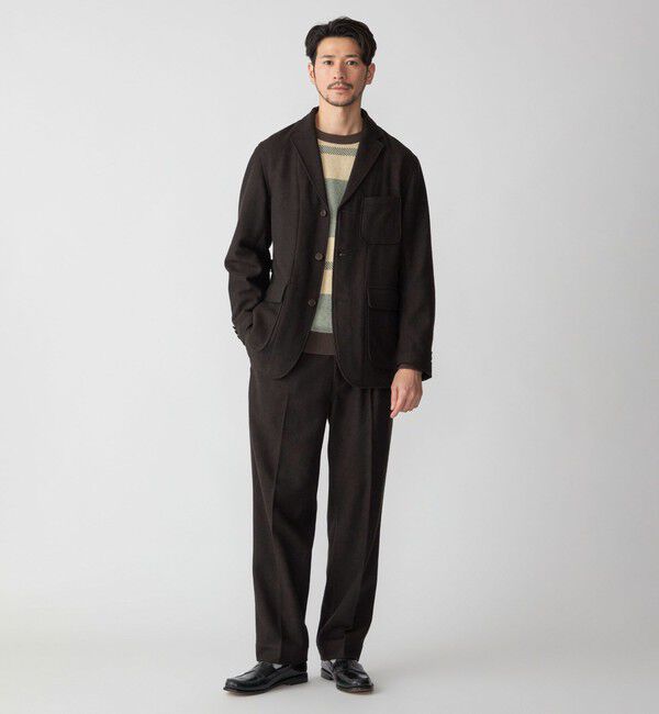 SHIPS「SHIPS: 〈セットアップ対応〉 ライトツイード ワンタック イージー パンツ」|チノ|