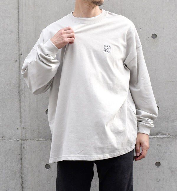 SHIPS any「【WEB限定】SHIPS any: BLAH BLAH BLAH.ワンポイント 刺繍 ルーズ Tシャツ (ロンT)◇」|Tシャツ・カットソー|
