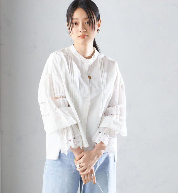 SHIPS for women「【SHIPS別注】VIOLETTE ROOM:〈手洗い可能〉レース ブラウス」|シャツ・ブラウス|