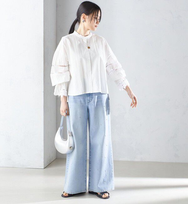 SHIPS for women「【SHIPS別注】VIOLETTE ROOM:〈手洗い可能〉レース ブラウス」|シャツ・ブラウス|