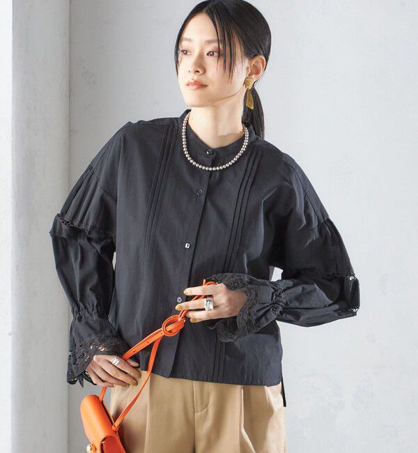 SHIPS for women「【SHIPS別注】VIOLETTE ROOM:〈手洗い可能〉レース ブラウス」|シャツ・ブラウス|