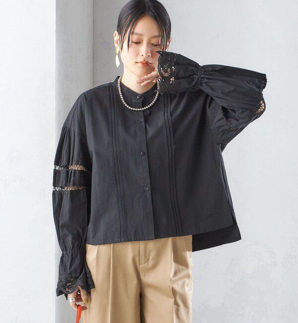 SHIPS for women「【SHIPS別注】VIOLETTE ROOM:〈手洗い可能〉レース ブラウス」|シャツ・ブラウス|