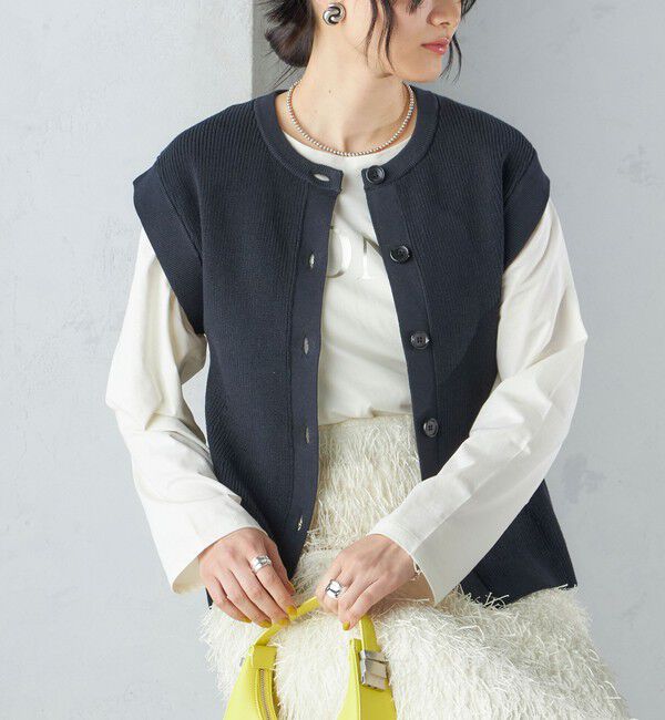 SHIPS for women「〈手洗い可能〉ギマ コットン Aライン シルエット ベスト」|ベスト・ジレ|