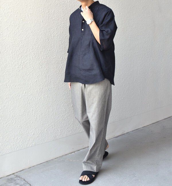 SHIPS any「SHIPS any: ピュアリネン バンド スキッパー ハーフスリーブ プルオーバー シャツ 25SS◇」|シャツ・ブラウス|