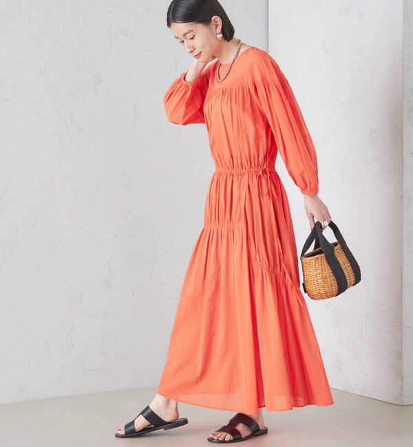 SHIPS for women「〈手洗い可能〉アシンメトリー ギャザー ワンピース」|ワンピース|オレンジ