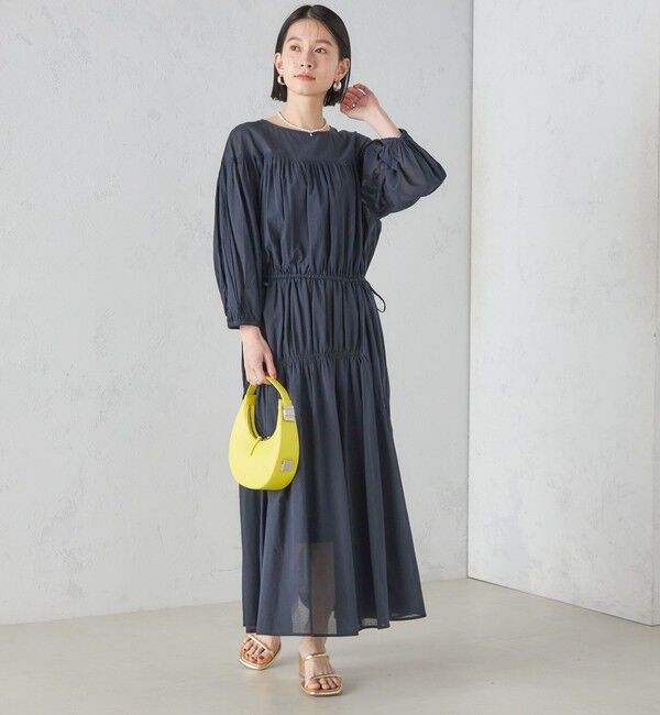 SHIPS for women「〈手洗い可能〉アシンメトリー ギャザー ワンピース」|ワンピース|