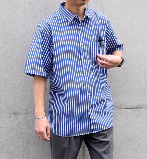SHIPS any「SHIPS any: ブルーパレット ソリッド / ストライプ リラックス レギュラーカラー シャツ◇」|シャツ・ブラウス|