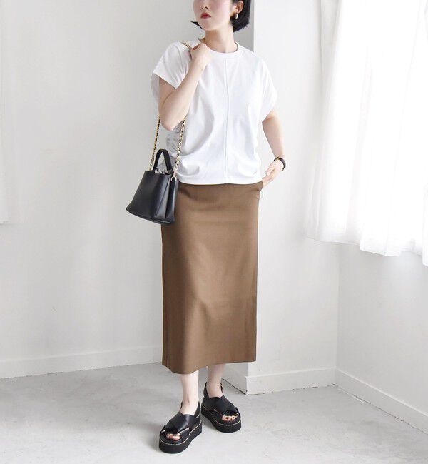 quaranciel「quaranciel:〈洗濯機可能〉アイライン スカート &times; フレンチ TEE セット」|タイト|