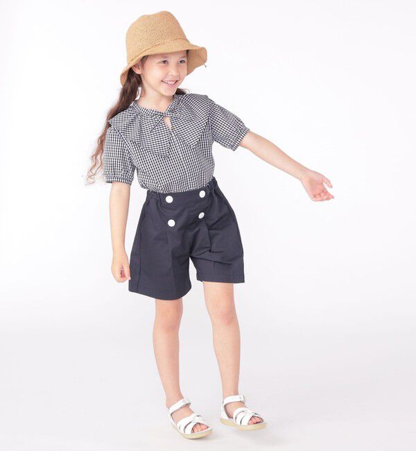 SHIPS KIDS「SHIPS KIDS:100～130cm / ギンガムチェック 半袖 ブラウス」|シャツ・ブラウス|