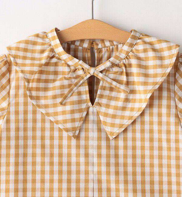 SHIPS KIDS「SHIPS KIDS:100～130cm / ギンガムチェック 半袖 ブラウス」|シャツ・ブラウス|