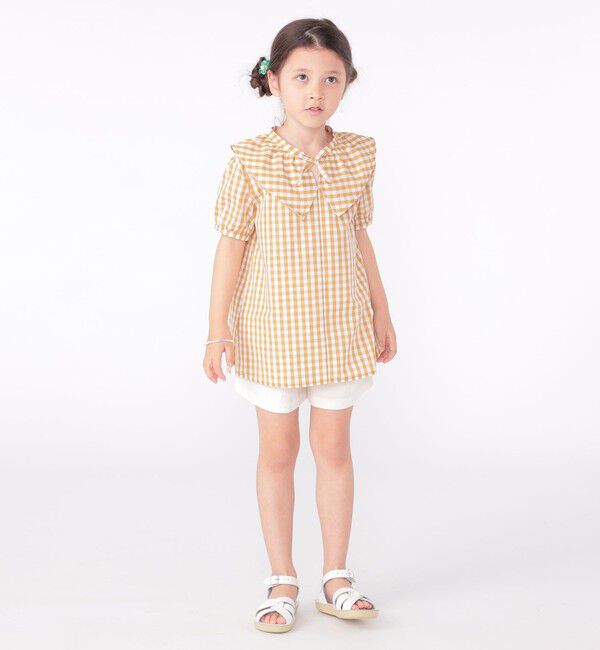 SHIPS KIDS「SHIPS KIDS:100～130cm / ギンガムチェック 半袖 ブラウス」|シャツ・ブラウス|