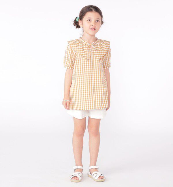 SHIPS KIDS「SHIPS KIDS:100～130cm / ギンガムチェック 半袖 ブラウス」|シャツ・ブラウス|