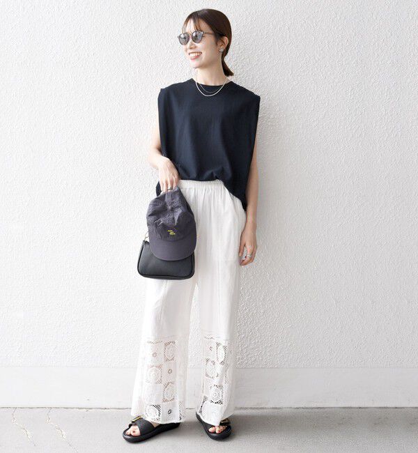 SHIPS any「SHIPS any:〈抗菌防臭/洗濯機可能〉USAコットン ラウンドヘム ノースリーブ TEE」|Tシャツ・カットソー|