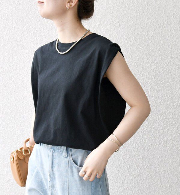 SHIPS any「SHIPS any:〈抗菌防臭/洗濯機可能〉USAコットン ラウンドヘム ノースリーブ TEE」|Tシャツ・カットソー|