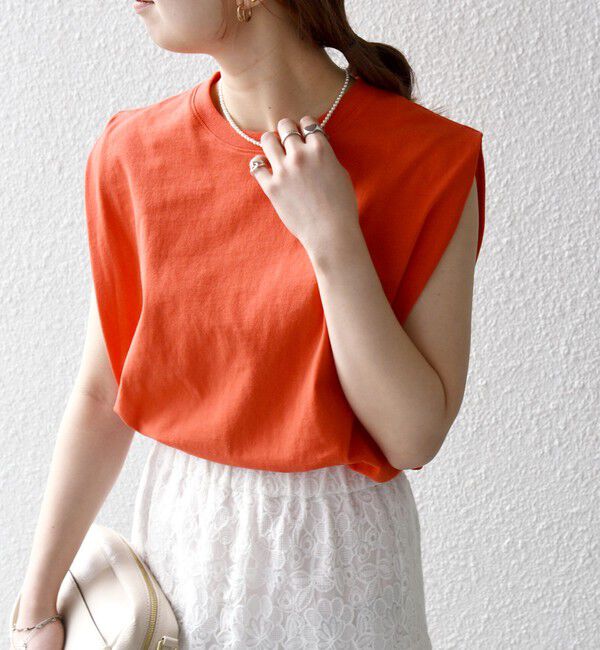 SHIPS any「SHIPS any:〈抗菌防臭/洗濯機可能〉USAコットン ラウンドヘム ノースリーブ TEE」|Tシャツ・カットソー|