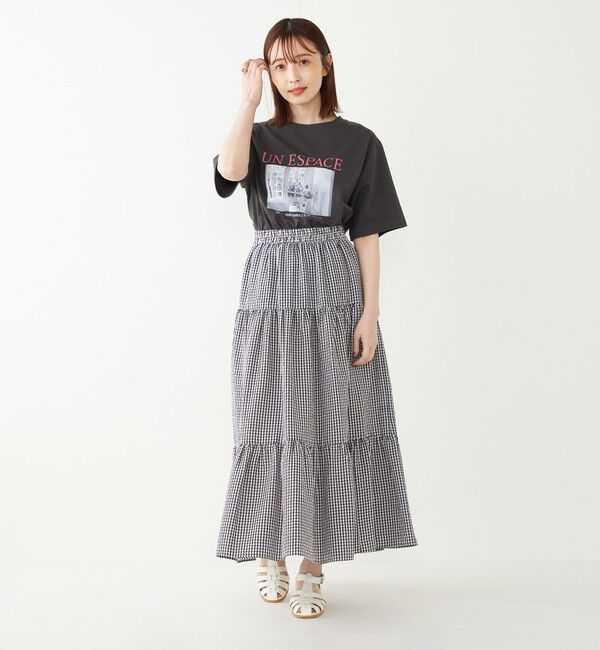 SHIPS Colors 「SHIPS Colors:〈手洗い可能〉ギンガムチェック ティアード スカート」|フレア|