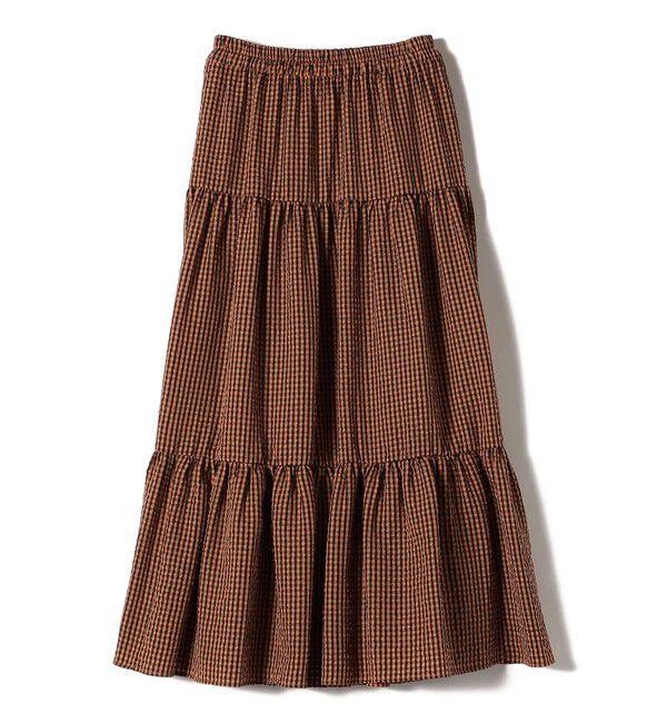 SHIPS Colors 「SHIPS Colors:〈手洗い可能〉ギンガムチェック ティアード スカート」|フレア|