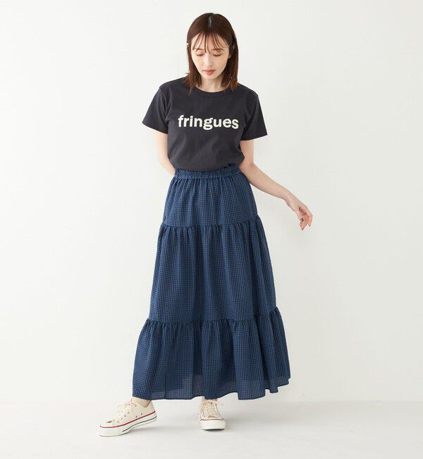 SHIPS Colors 「SHIPS Colors:〈手洗い可能〉ギンガムチェック ティアード スカート」|フレア|