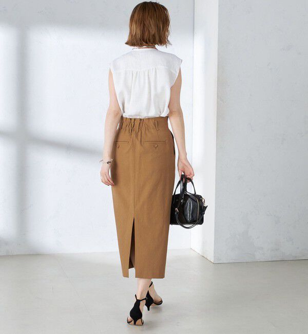 SHIPS for women「〈手洗い可能〉麻混 フロント フリル フレンチスリーブ ブラウス」|シャツ・ブラウス|