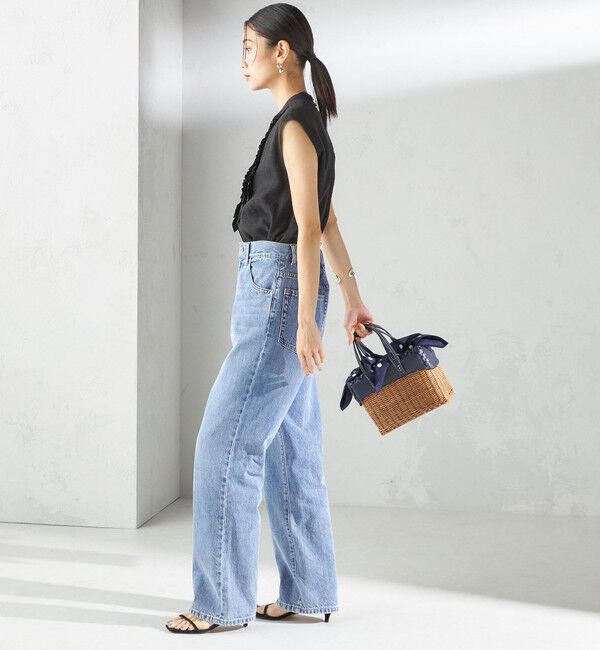 SHIPS for women「〈手洗い可能〉麻混 フロント フリル フレンチスリーブ ブラウス」|シャツ・ブラウス|