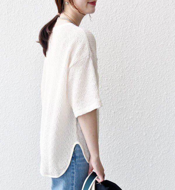 SHIPS for women「〈手洗い可能〉ランダム ブルーゼ ショート スリーブ プルオーバー」|Tシャツ・カットソー|