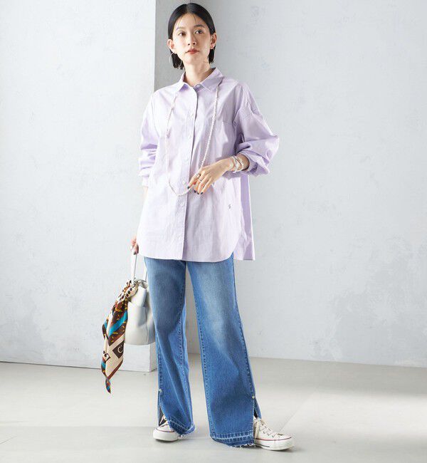 SHIPS for women「〈洗濯機可能〉ピンオックス 刺繍 オーバー シャツ」|シャツ・ブラウス|