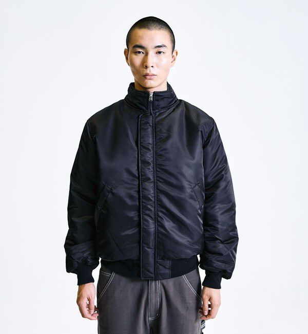 SHIPS「City Ambient Products: スタンドカラー MA-1 ジップアップ ブルゾン」|ブルゾン・スタジャン|