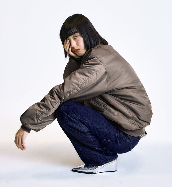 SHIPS「City Ambient Products: スタンドカラー MA-1 ジップアップ ブルゾン」|ブルゾン・スタジャン|