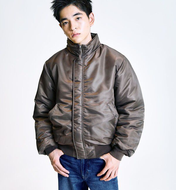 SHIPS「City Ambient Products: スタンドカラー MA-1 ジップアップ ブルゾン」|ブルゾン・スタジャン|