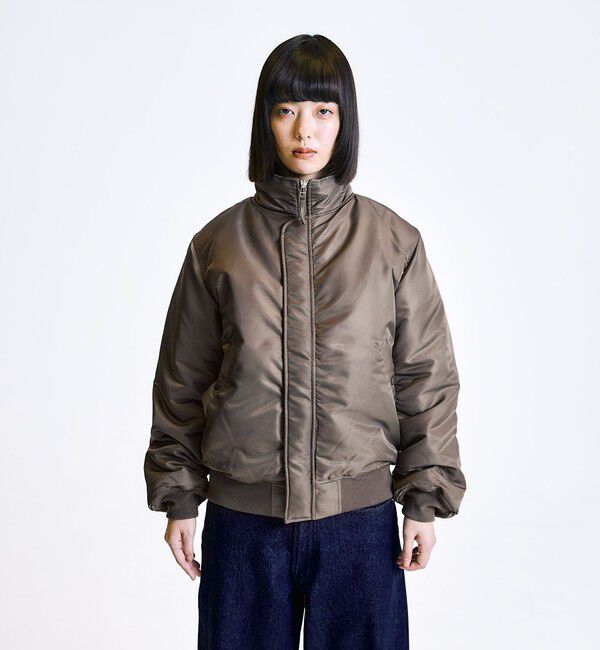 SHIPS「City Ambient Products: スタンドカラー MA-1 ジップアップ ブルゾン」|ブルゾン・スタジャン|