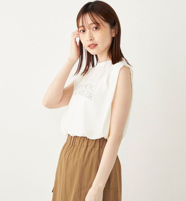 SHIPS Colors 「SHIPS Colors:〈手洗い可能〉フロッキーロゴ ノースリーブ トップス」|シャツ・ブラウス|