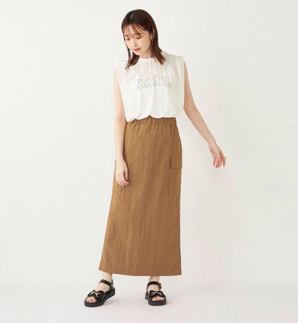 SHIPS Colors 「SHIPS Colors:〈手洗い可能〉フロッキーロゴ ノースリーブ トップス」|シャツ・ブラウス|