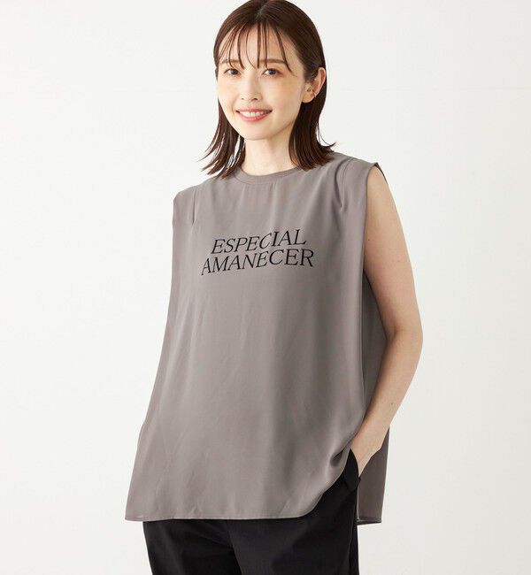 SHIPS Colors 「SHIPS Colors:〈手洗い可能〉フロッキーロゴ ノースリーブ トップス」|シャツ・ブラウス|