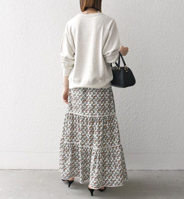 SHIPS any「SHIPS any:〈手洗い可能〉リーフ プリント ハシゴレース ティアード スカート」|スカート|