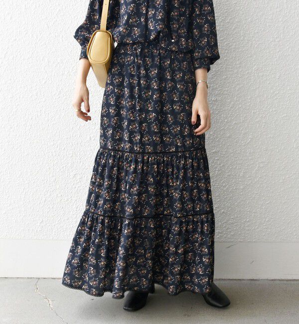 SHIPS any「SHIPS any:〈手洗い可能〉リーフ プリント ハシゴレース ティアード スカート」|スカート|