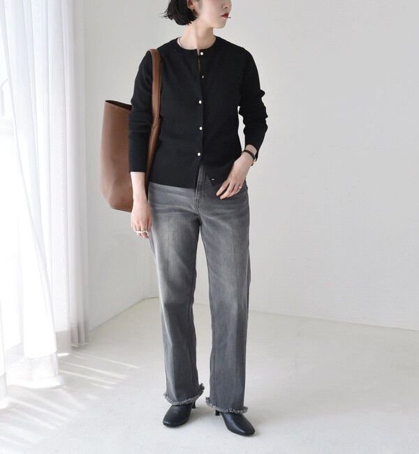 quaranciel「quaranciel:〈手洗い可能〉コンパクト リブ ラメ ニット カーディガン」|カーディガン|