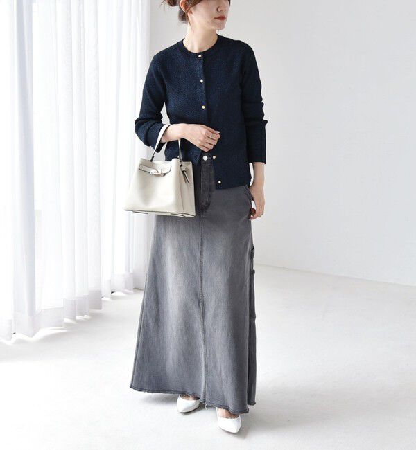 quaranciel「quaranciel:〈手洗い可能〉コンパクト リブ ラメ ニット カーディガン」|カーディガン|