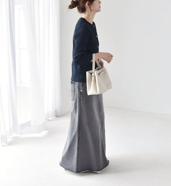 quaranciel「quaranciel:〈手洗い可能〉コンパクト リブ ラメ ニット カーディガン」|カーディガン|