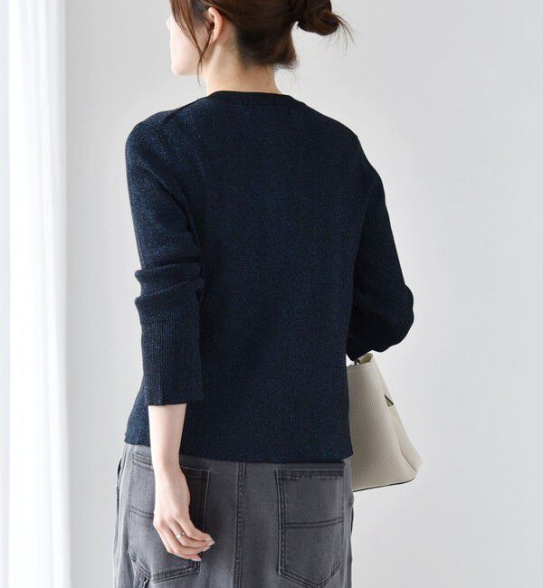 quaranciel「quaranciel:〈手洗い可能〉コンパクト リブ ラメ ニット カーディガン」|カーディガン|