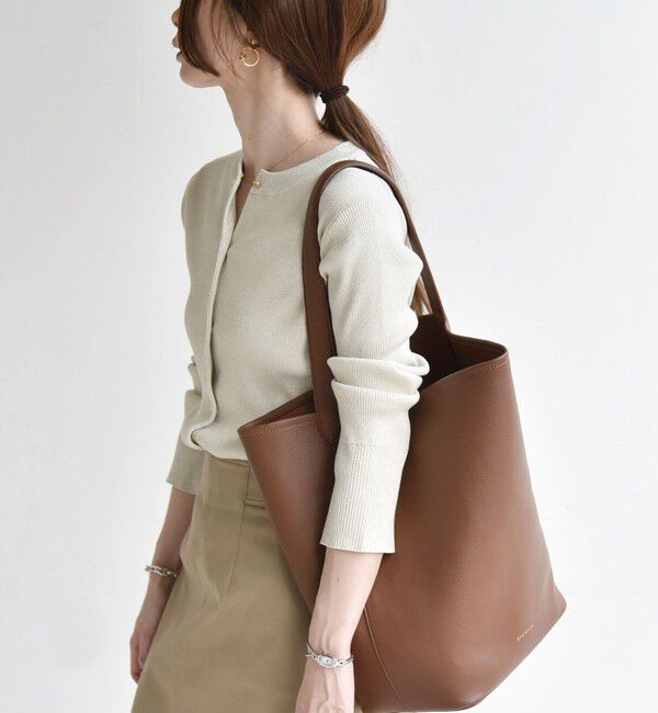 quaranciel「quaranciel:〈手洗い可能〉コンパクト リブ ラメ ニット カーディガン」|カーディガン|