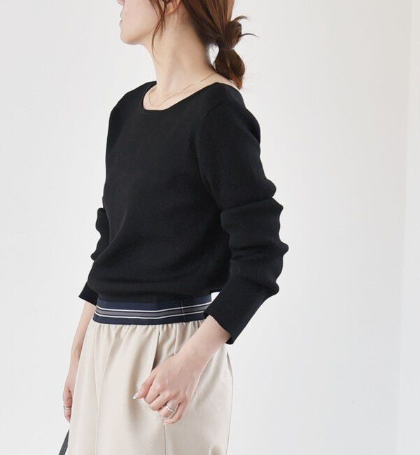 quaranciel「quaranciel:〈手洗い可能〉コンパクト リブ バックオープン ラメ  ニット」|ニット・セーター|