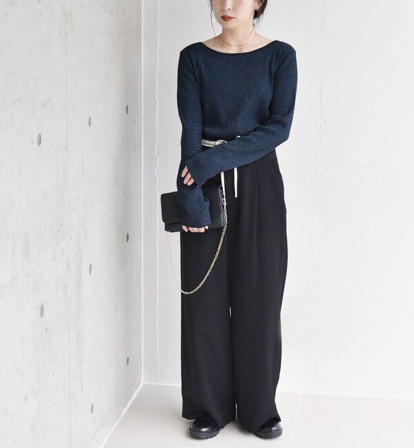 quaranciel「quaranciel:〈手洗い可能〉コンパクト リブ バックオープン ラメ  ニット」|ニット・セーター|