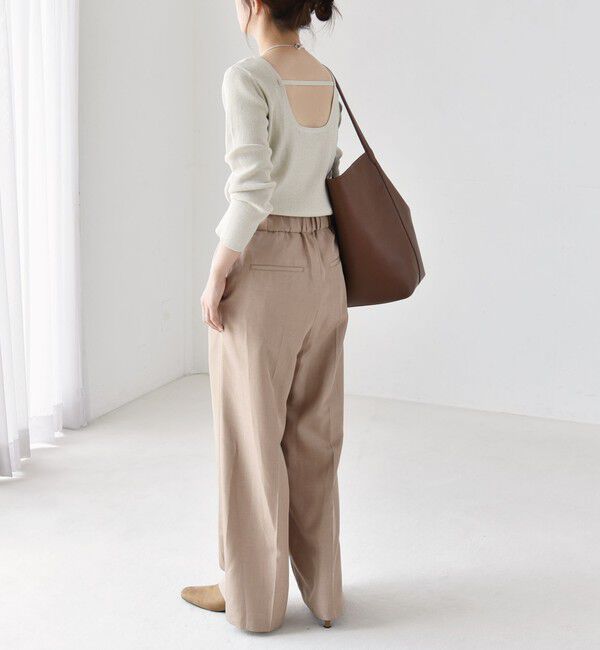 quaranciel「quaranciel:〈手洗い可能〉コンパクト リブ バックオープン ラメ  ニット」|ニット・セーター|