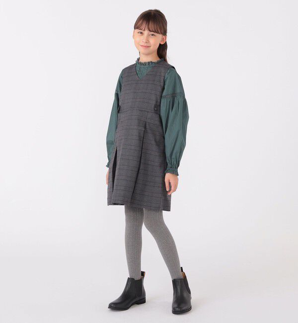 SHIPS KIDS「SHIPS KIDS:140～150cm / レース ピンタック 長袖 ブラウス」|シャツ・ブラウス|